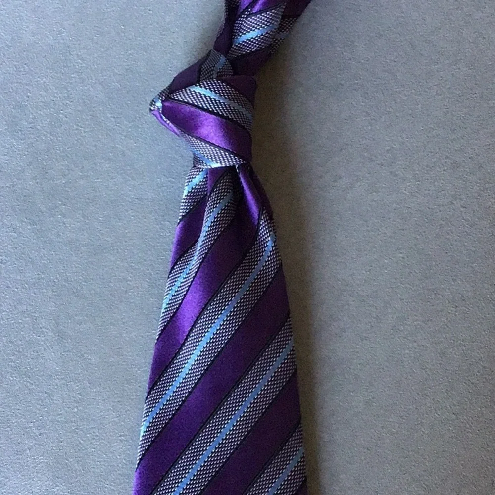 Ermenegildo Zegna Silk‎ Tie Mens OS Purple Excellent Striped Made in Italy